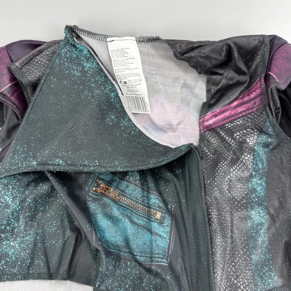Disney Descendants 3 Mal Costume Girls Medium‎ 8-10 Jumpsuit Vest Disguise NEW - Picture 3 of 5